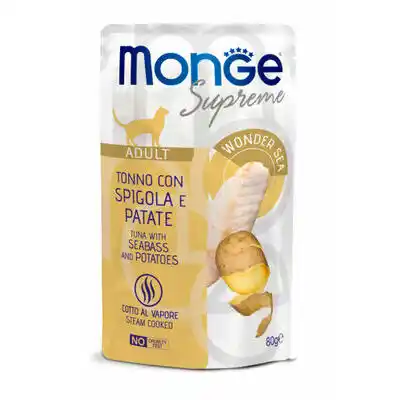 MONGE CAT POUCH SUPREME ADULT Tuna/Seabass/Potatoes 80gr.
