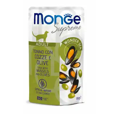 MONGE CAT POUCH SUPREME ADULT Tuna/Mussel/Olive 80gr.