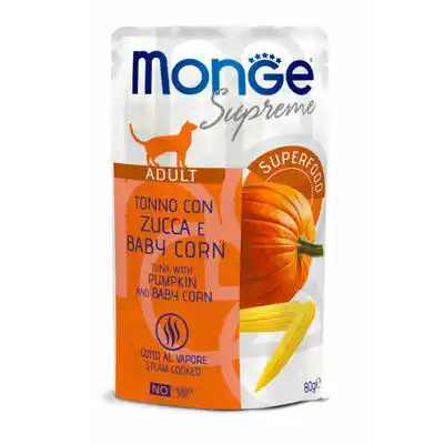 MONGE CAT POUCH SUPREME ADULT Tuna/Pumpkin/Baby Corn 80gr.