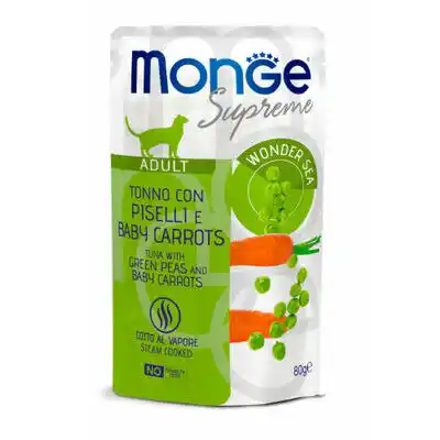 MONGE CAT POUCH SUPREME ADULT Tuna/Peas/Baby Carrot 80gr.