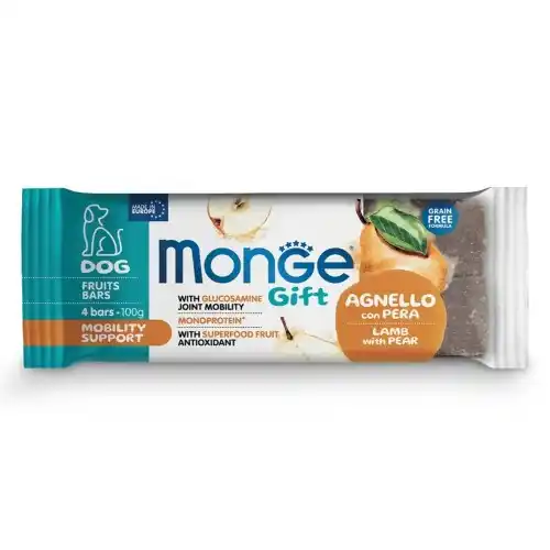 MONGEGIFT DOG FRUITBARS MOBILITY Lamb/Pear 100gr.
