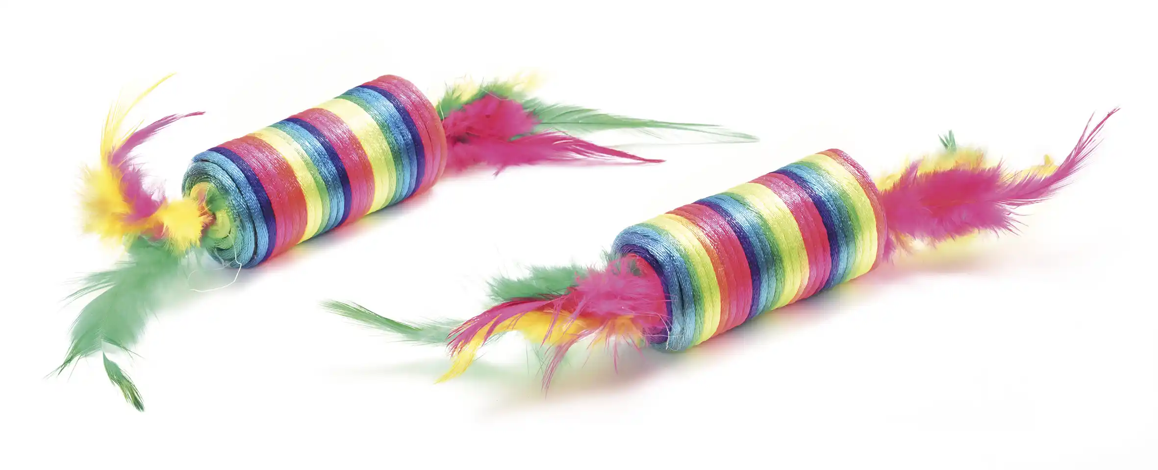 Record игрушка для кошек RAINBOW CYLINDER с пером (х2)