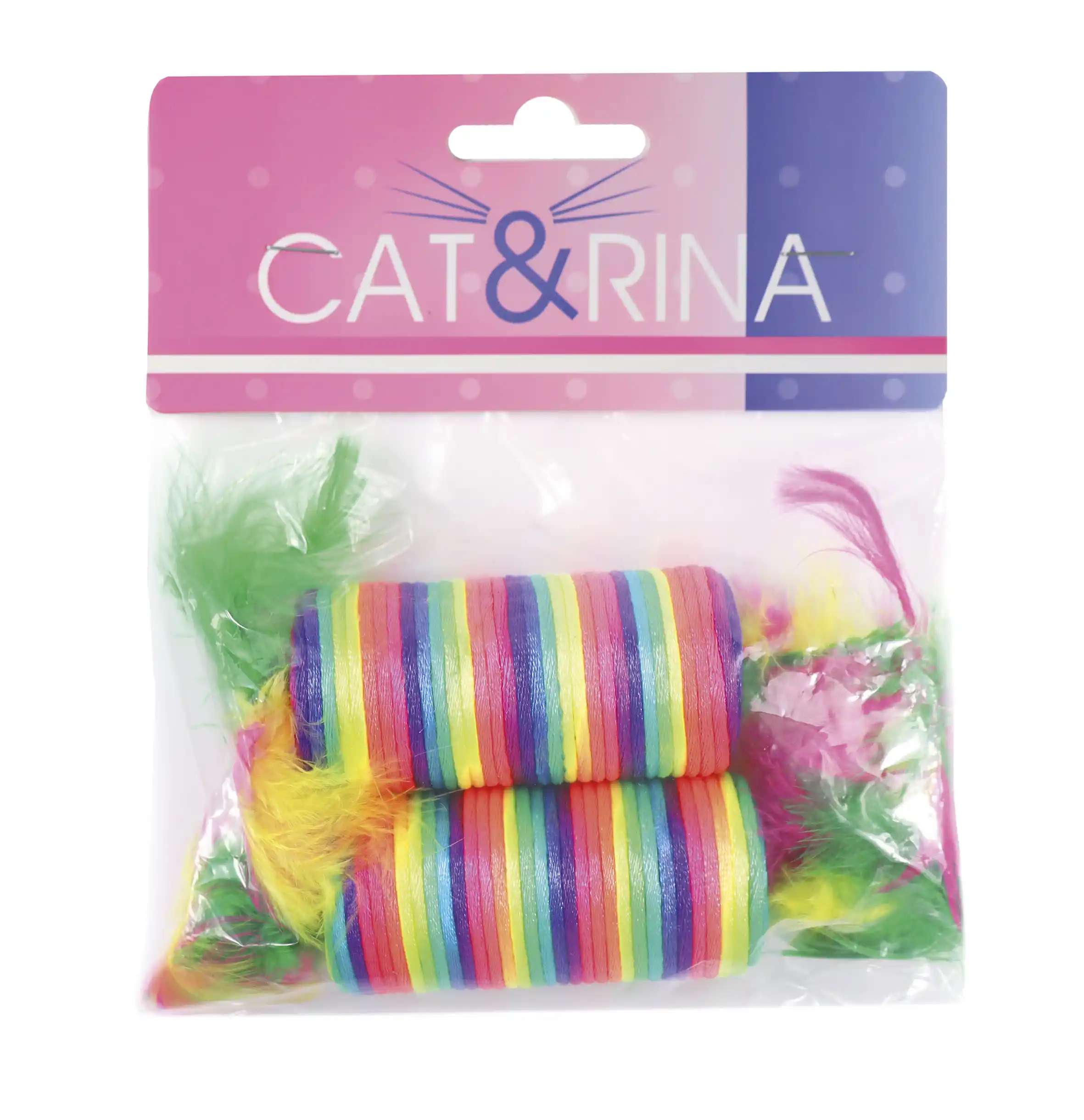 Record игрушка для кошек RAINBOW CYLINDER с пером (х2)