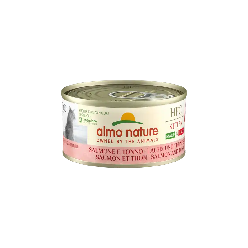ALMO NATURE Cat HFC Can Made in Italy Kitten Salmon with Tuna 70g