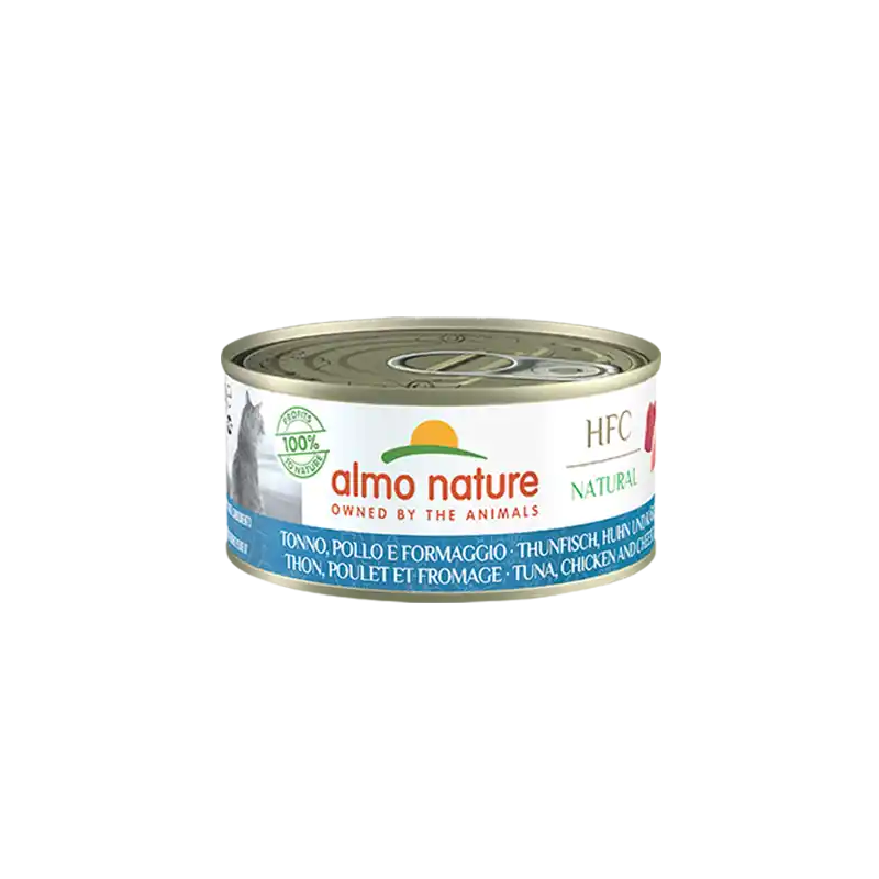 ALMO NATURE Cat HFC Can Natural Tuna, Chicken and Cheese 150g