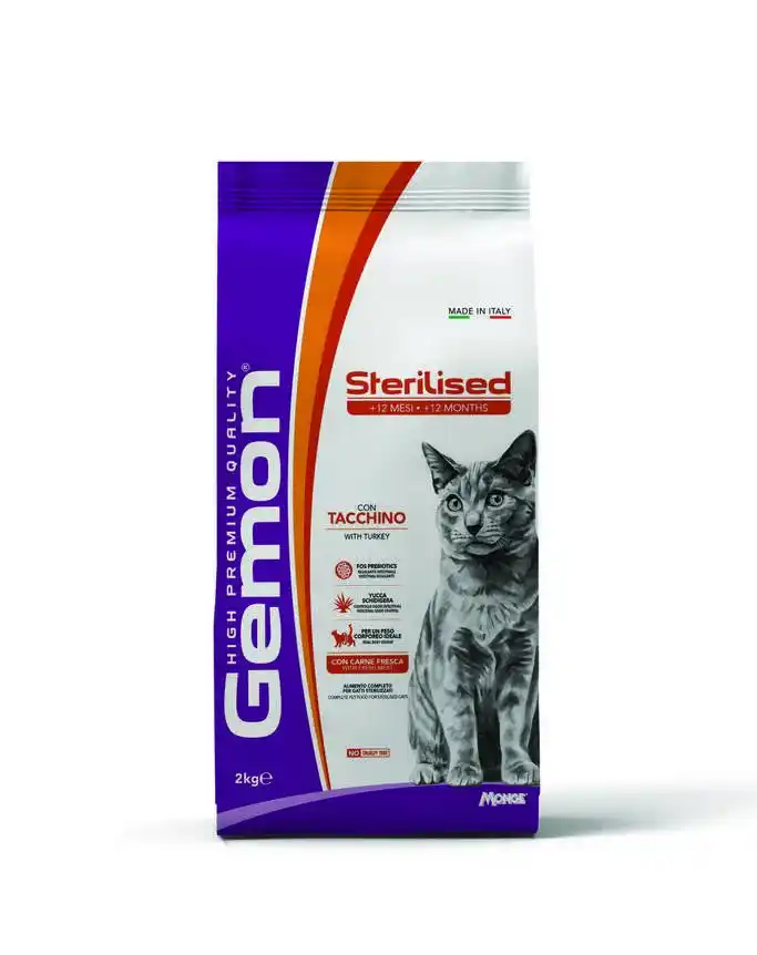 GEMON DRY CAT STERILISED Turkey 2kg