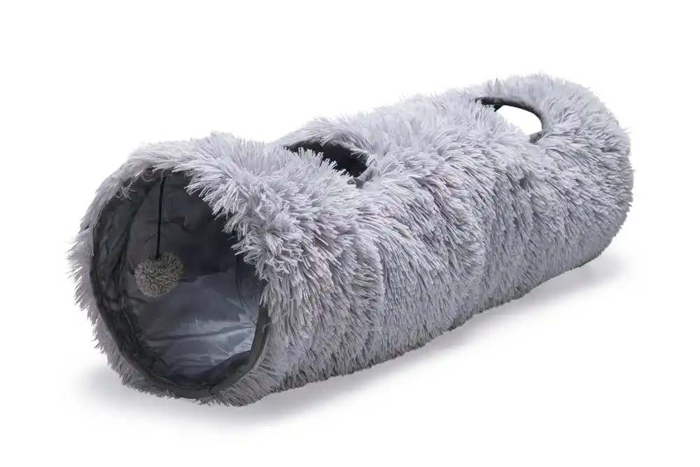 BZ плюшевый игровой туннель для кошек NONA Grey