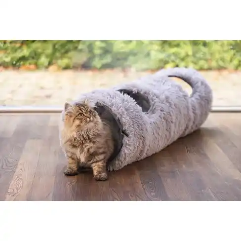 BZ плюшевый игровой туннель для кошек NONA Grey