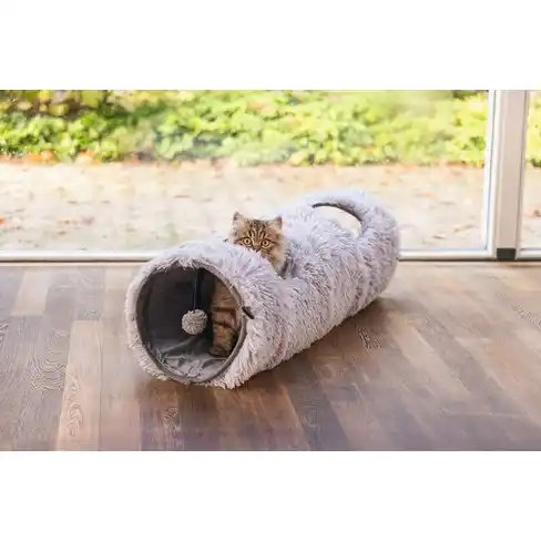 BZ плюшевый игровой туннель для кошек NONA Grey