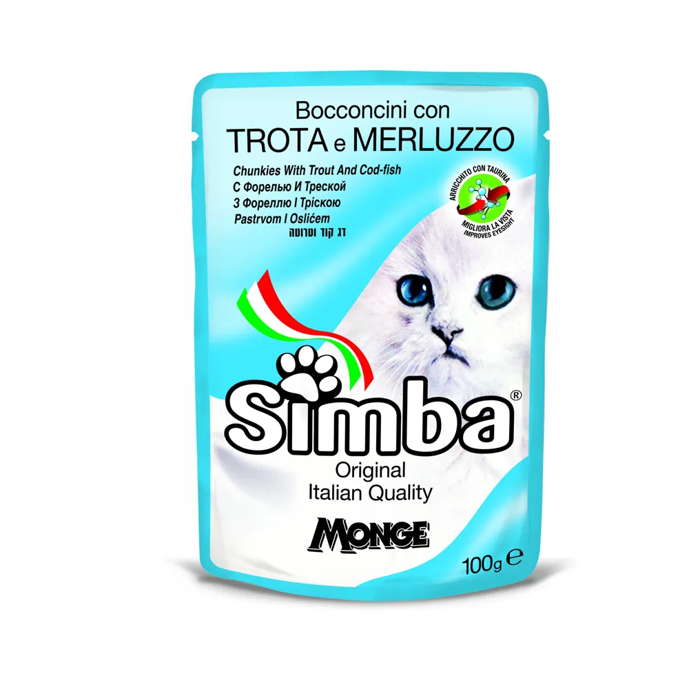 Cumpara  Pentru pisici - SIMBA CAT Pouches with trout and codfish 100g..