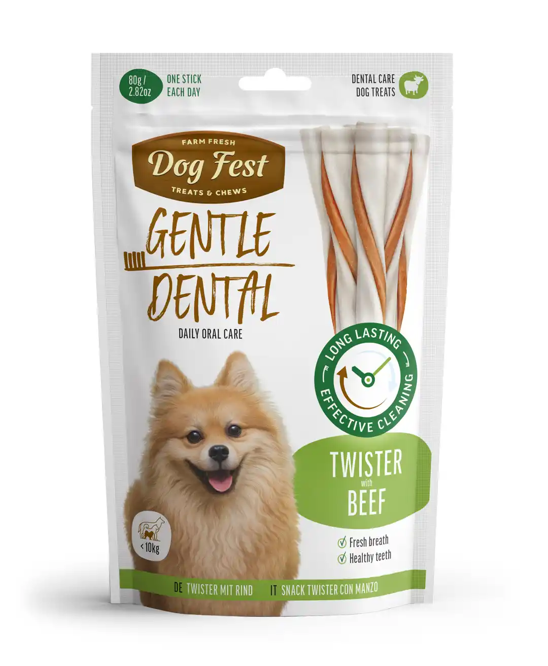 Dog Fest Rawhide tiwster with beef < 10kg