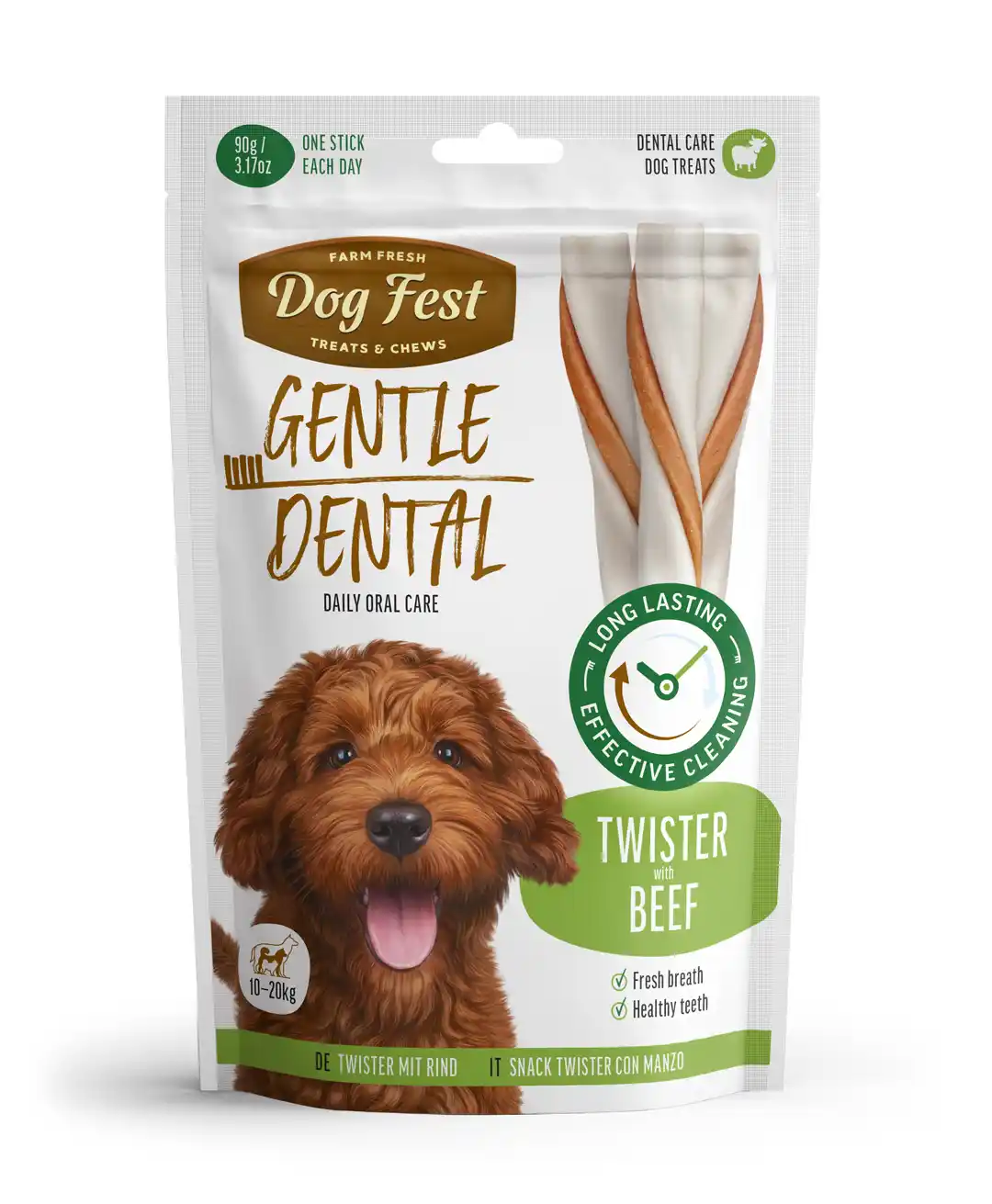 Dog Fest Rawhide tiwster with beef > 10kg - 20kg