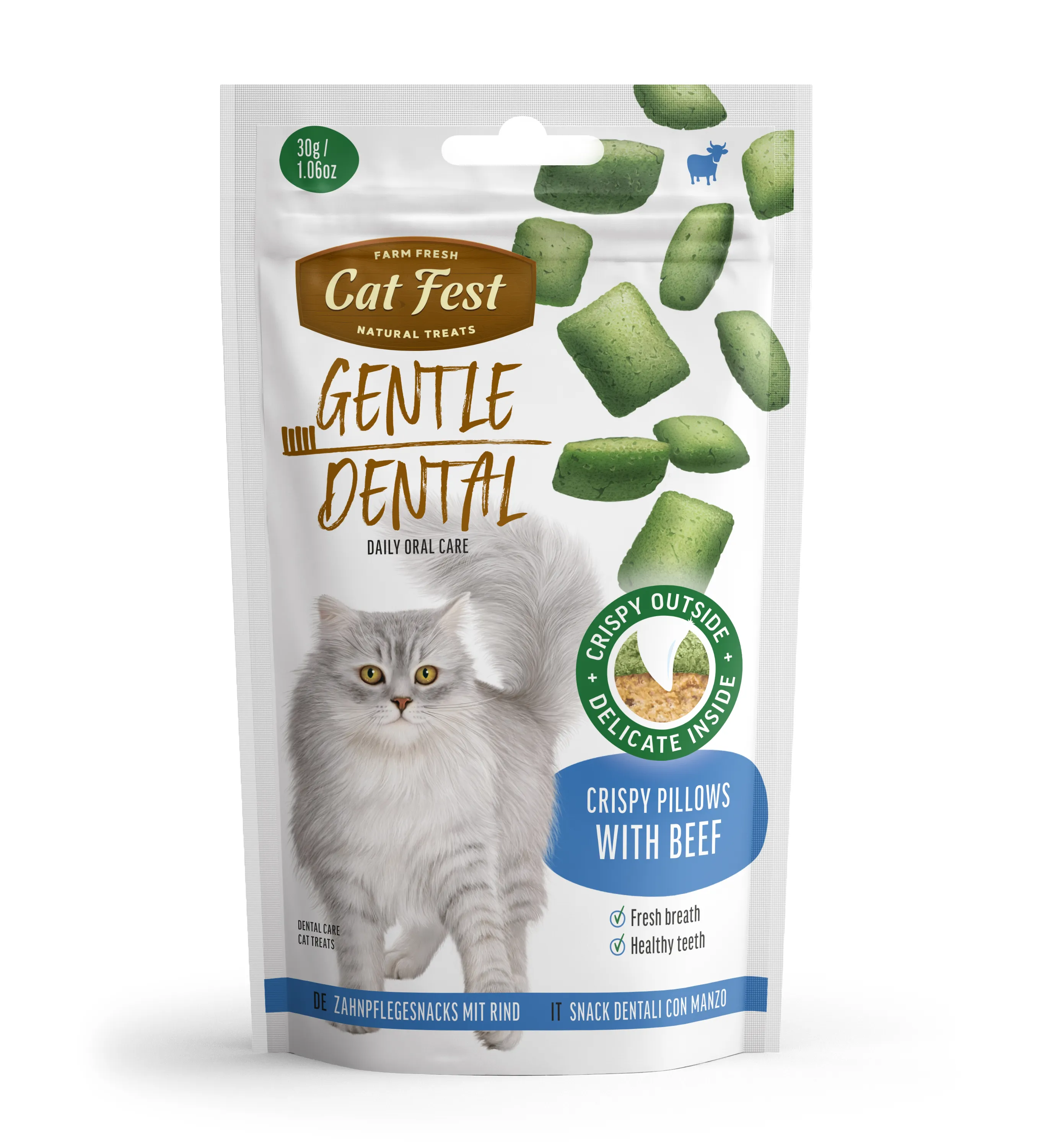 Cumpara  Pentru pisici - Cat Fest Crispy green pilows beef..