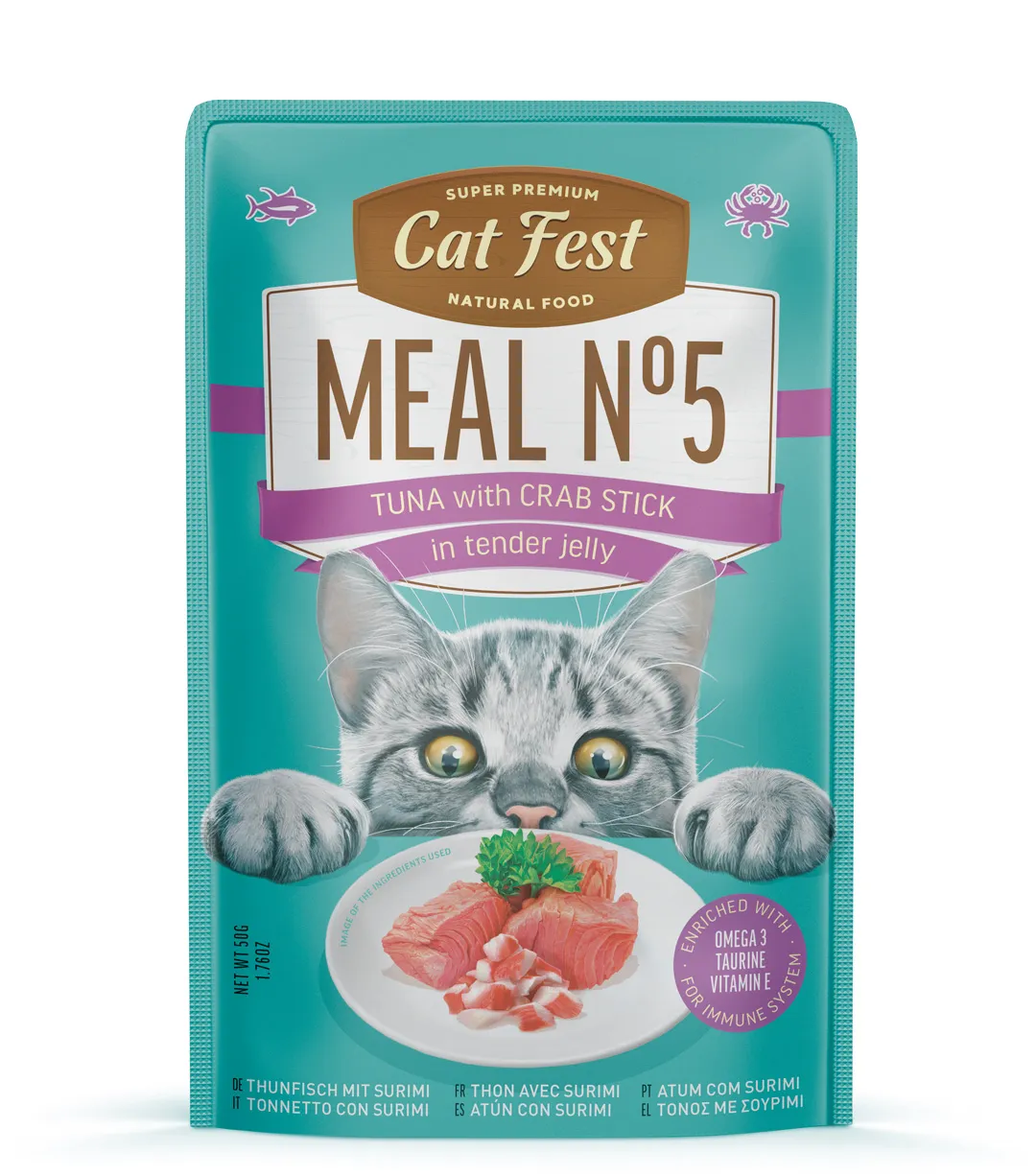 Cumpara  Pentru pisici - Cat Fest Pouch Red Tuna+Surimi Meal Nr.5..