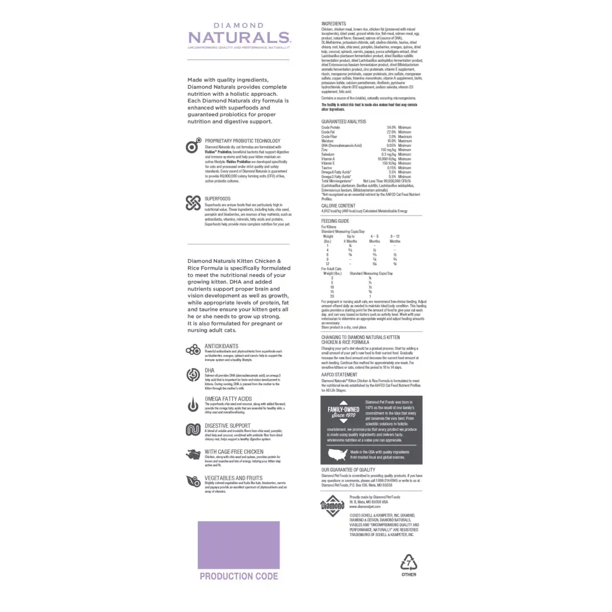 DIAMOND NATURALS  CAT KITTEN Chicken 1kg