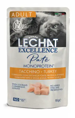 LeChat Exc. Pouch Adult Cat Pate Monoprotein Turkey