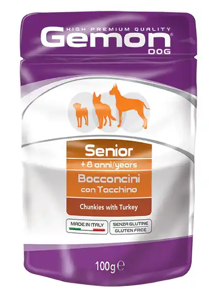 Купить  Влажный корм для собак - Gemon Dog pouch Senior Chunkies with Turkey..