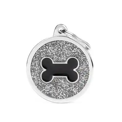 Медальон BIG GLITTER CIRCLE BLACK BONE