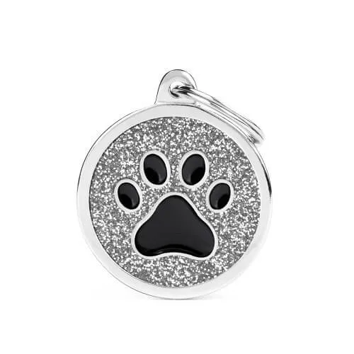 Medalion BIG GLITTER CIRCLE BLACK PAW