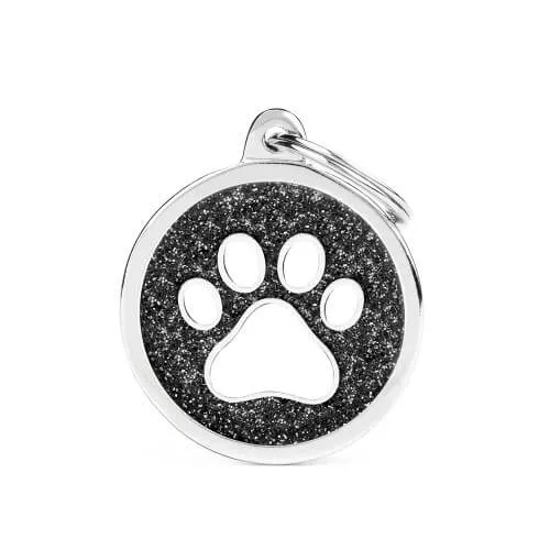 Medalion BIG GLITTER CIRCLE WHITE PAW