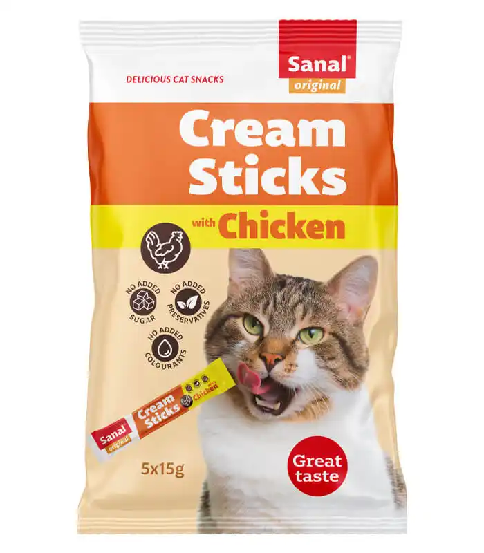 SANAL Cat Cream Sticks with Chicken 75g-5 sticks