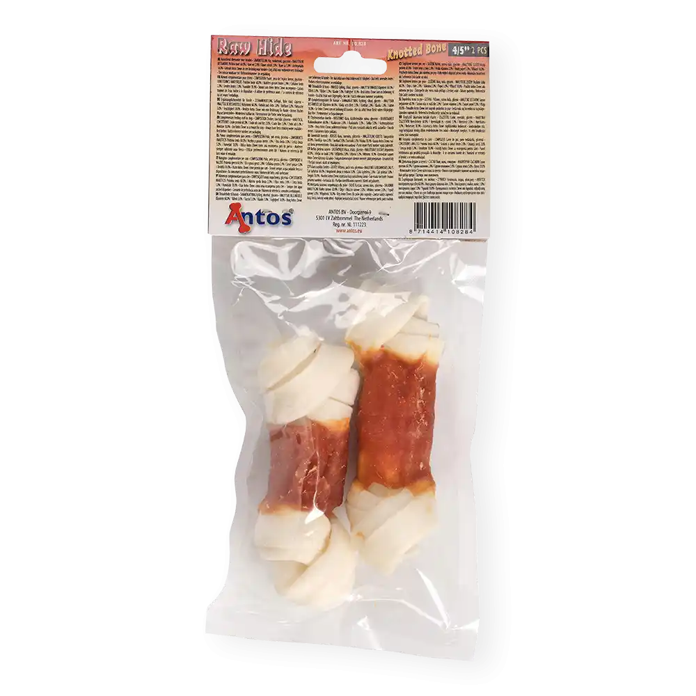 Antos Raw Hide White + Chicken Knotted Bone 4,5″ 2 pcs