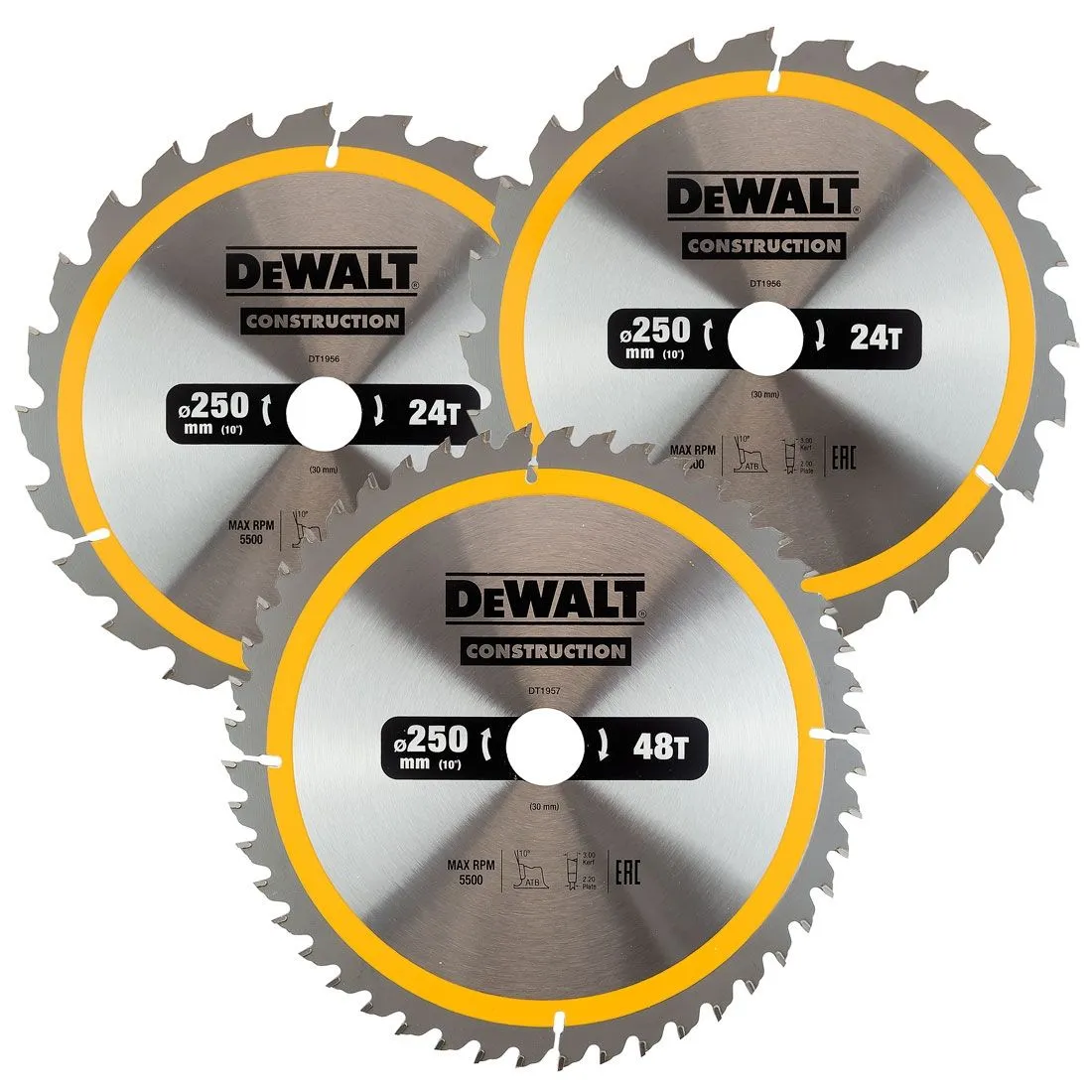 Cumpara  Panze fierastrau circular - Пильные диски DEWALT 250x30mm 2x24T 1x48T DT1..