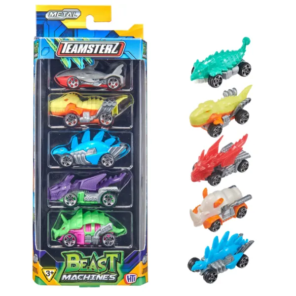 Set de 5 mașini Teamsterz Beast Machines Die-Cast, (as.)