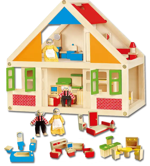 Деревянный кукольный домик с аксессуарами