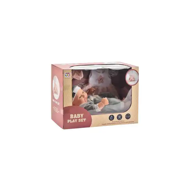 Пупс в серой пижамке, 25 см