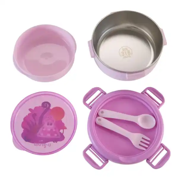 Контейнер-термос для еды, 2в1, фиолетовый