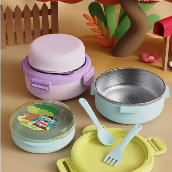 Контейнер-термос для еды, 2в1, фиолетовый