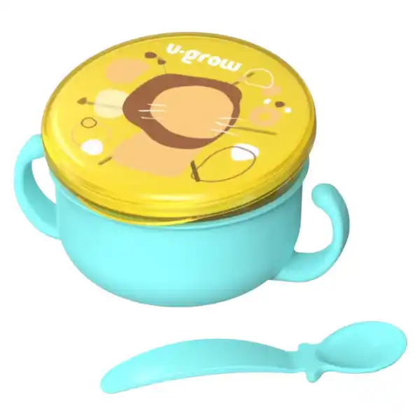 Детская чаша 2 в 1 для перекусов с ложкой, голубая