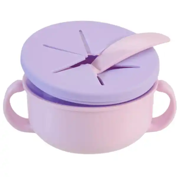 Детская чаша 2 в 1 для перекусов с ложкой, фиолетовая