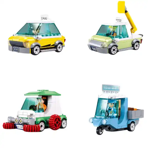 Конструктор “Городская служба”, 4 модели, от 94 до 105 элем.