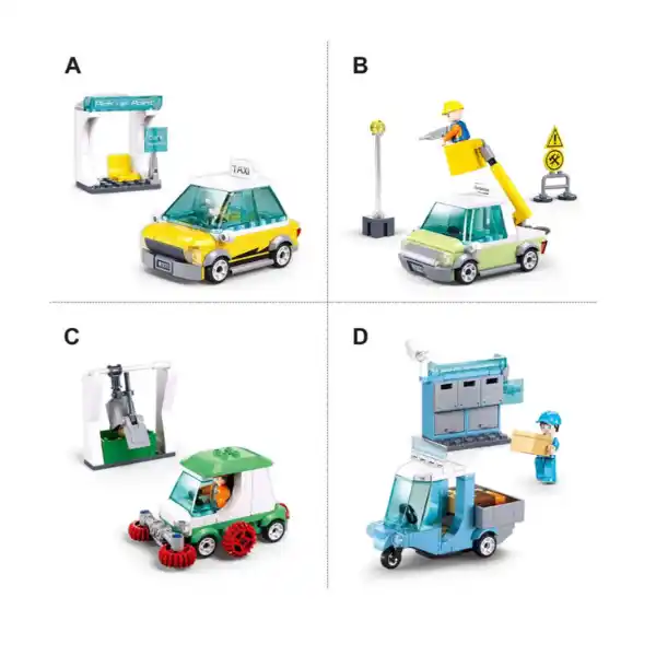 Конструктор “Городская служба”, 4 модели, от 94 до 105 элем.