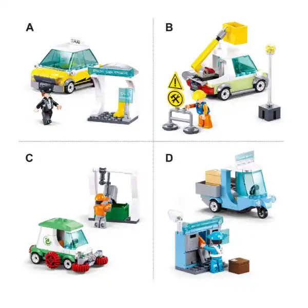 Конструктор “Городская служба”, 4 модели, от 94 до 105 элем.