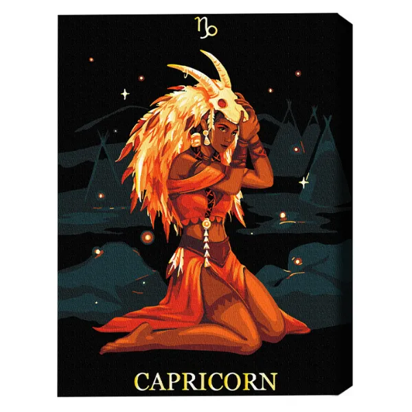 Pictură pe numere 40*50 сm (pânză neagră/fără cutie) – Capricorn