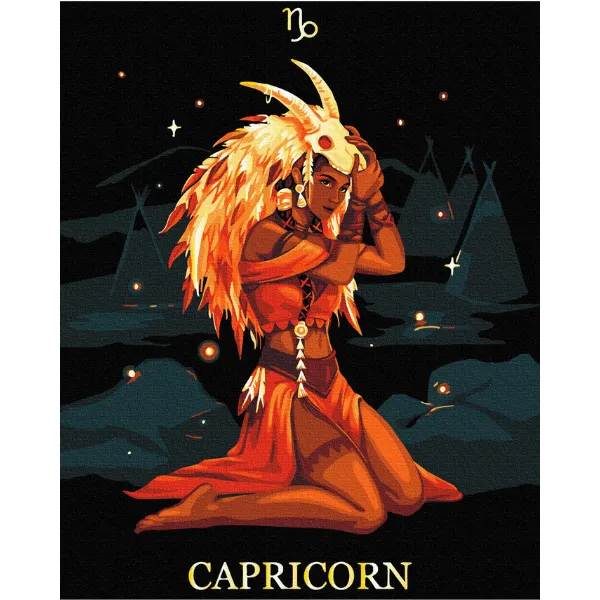 Pictură pe numere 40*50 сm (pânză neagră/fără cutie) – Capricorn