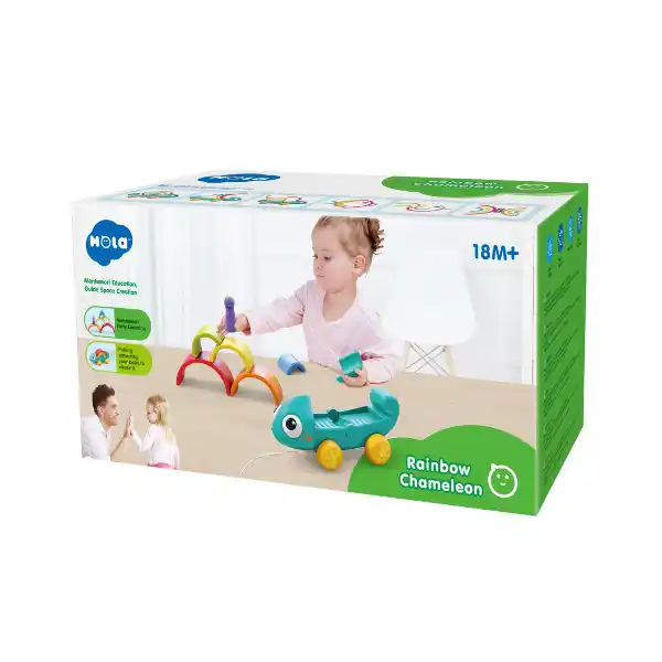 Каталка на веревочке "Радужный хамелеон"