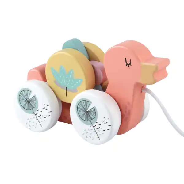 Детская каталочка на веревочке "Уточка на колесах"