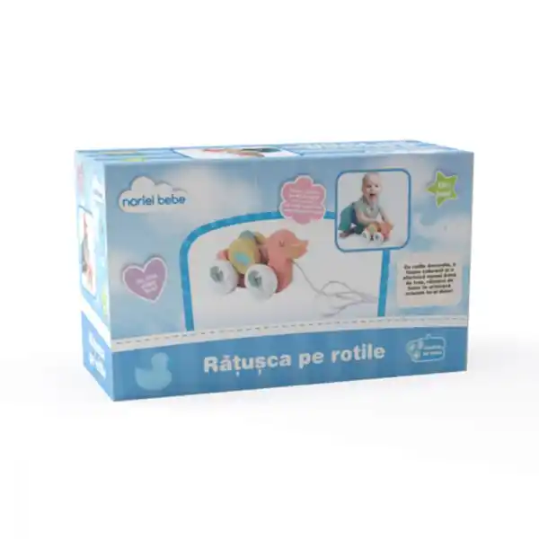 Детская каталочка на веревочке "Уточка на колесах"