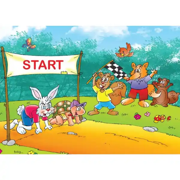 Puzzle cu povești – Iepurele și broasca țestoasă, 100 elem.