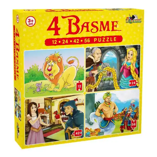 Puzzle 4 basme  (12, 24, 42, 56 piese), (ro)
