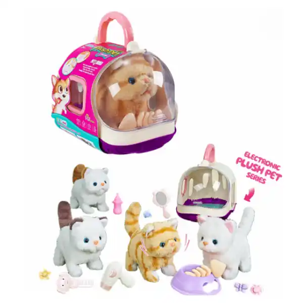 Интерактивная мягкая игрушка "Котик в переноске с аксессуарами", (асс.)