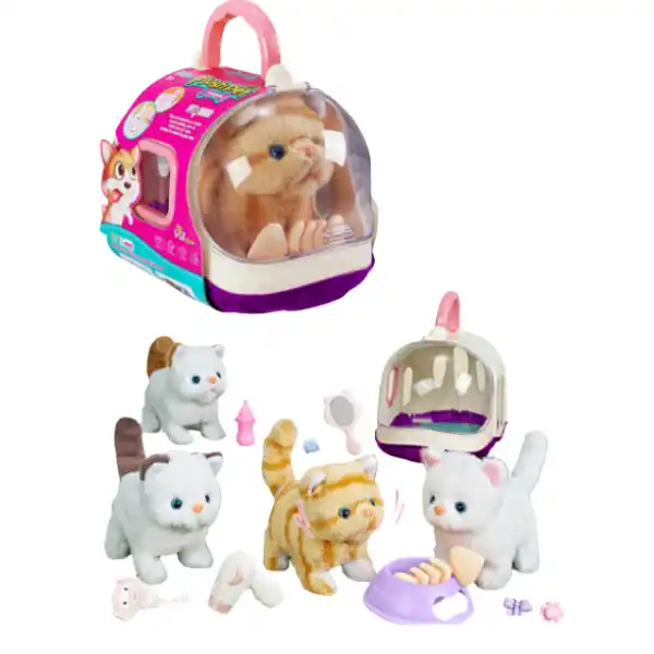 Интерактивная мягкая игрушка "Котик в переноске с аксессуарами", (асс.)