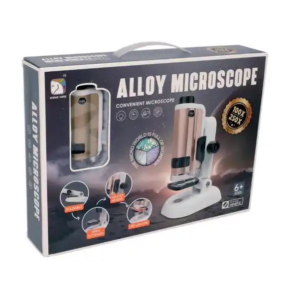 Микроскоп с большим набором аксессуаров, синий и золотистый