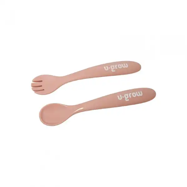 Набор для прикорма из 5 предметов: слюнявчик, миска, тарелка, ложка и вилка, розовый