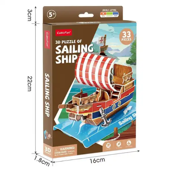 3D puzzle Corabie cu pânze, 33 elem.