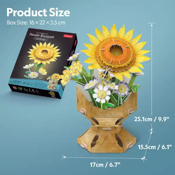 3D puzzle “Buchet de floarea-soarelui”, 102 elemente